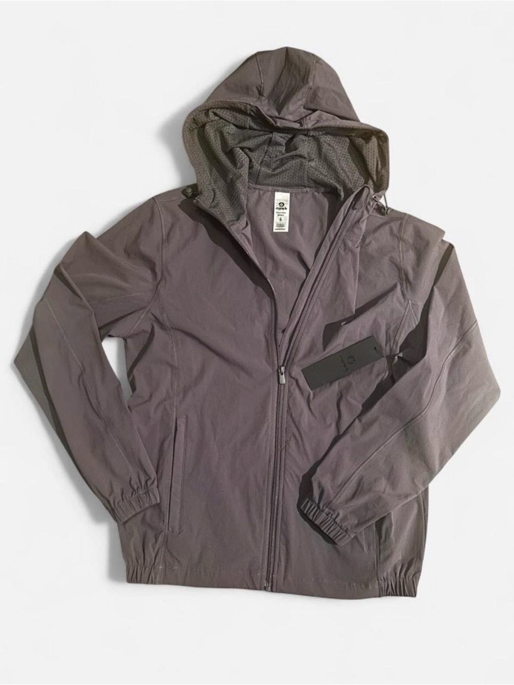 NWT Mono B Hooded Windbreaker Jacket Small Grey Lightweight Zip Up